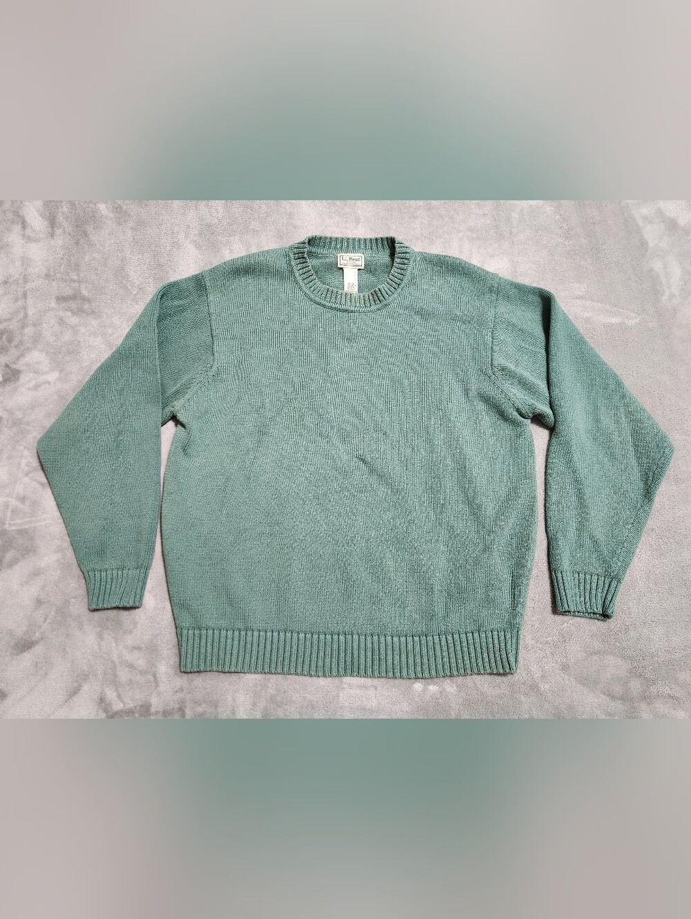 L.L. Bean Sage Green 100% Cotton Crewneck Sweater Large